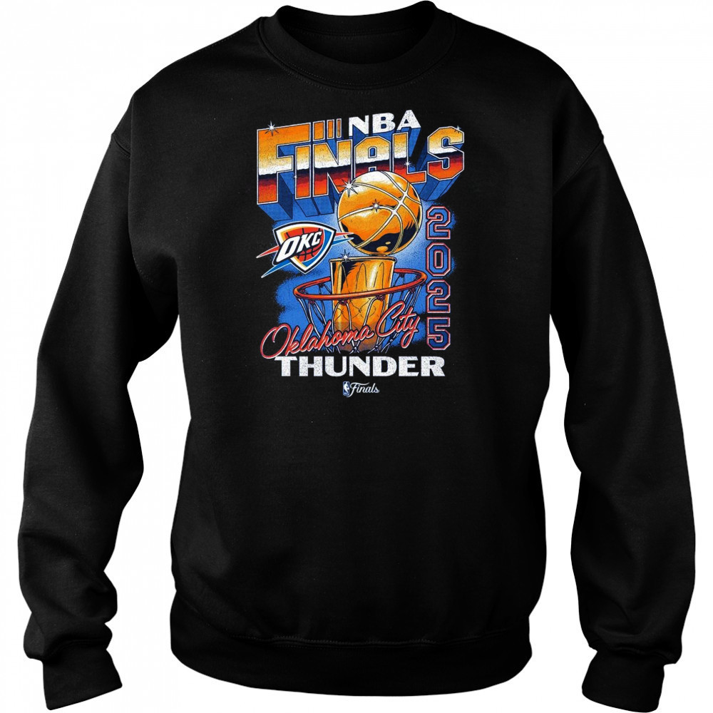 OKC Thunder 2025 NBA Finals Vintage Hoop & Trophy Shirt Hoodie