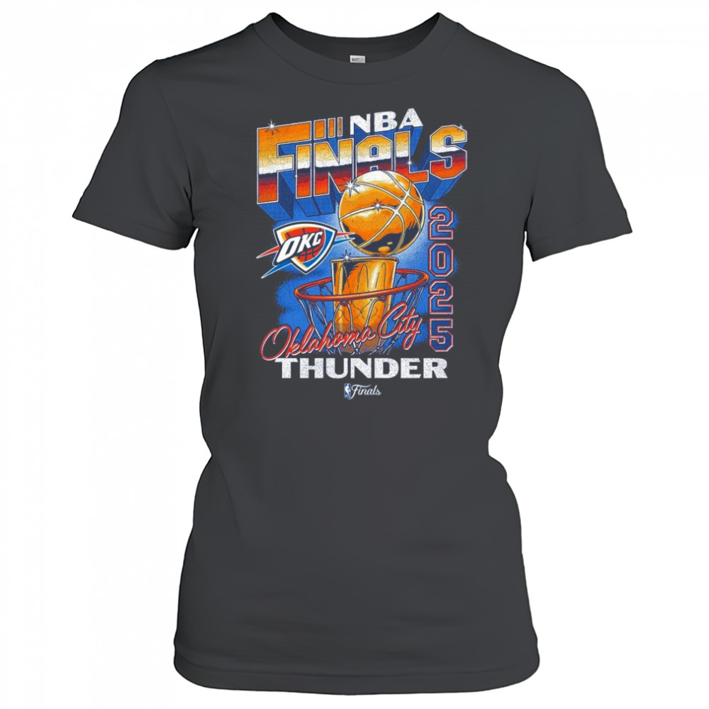 OKC Thunder 2025 NBA Finals Vintage Hoop & Trophy Shirt Women's T-shirt