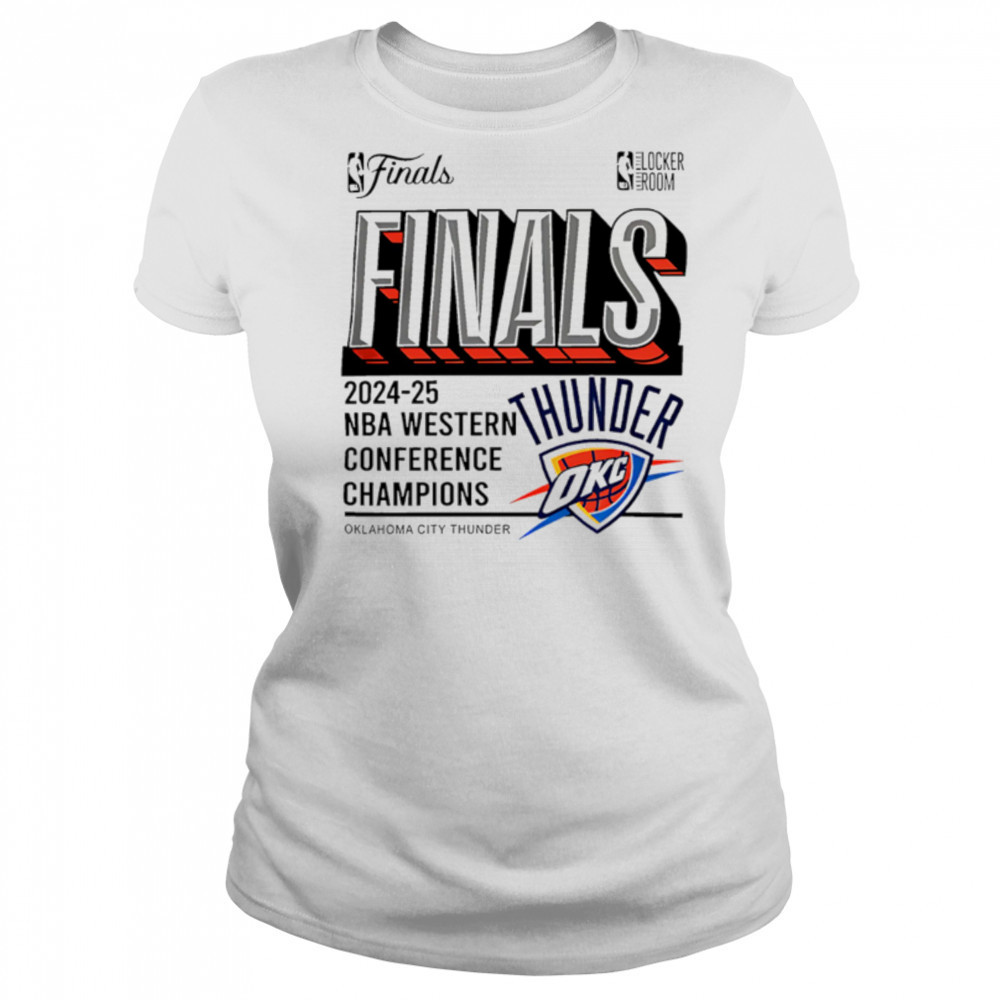 Oklahoma City Thunder Fanatics Steel 2025 Western Conference Champions Locker Room shirt Women's T-shirt