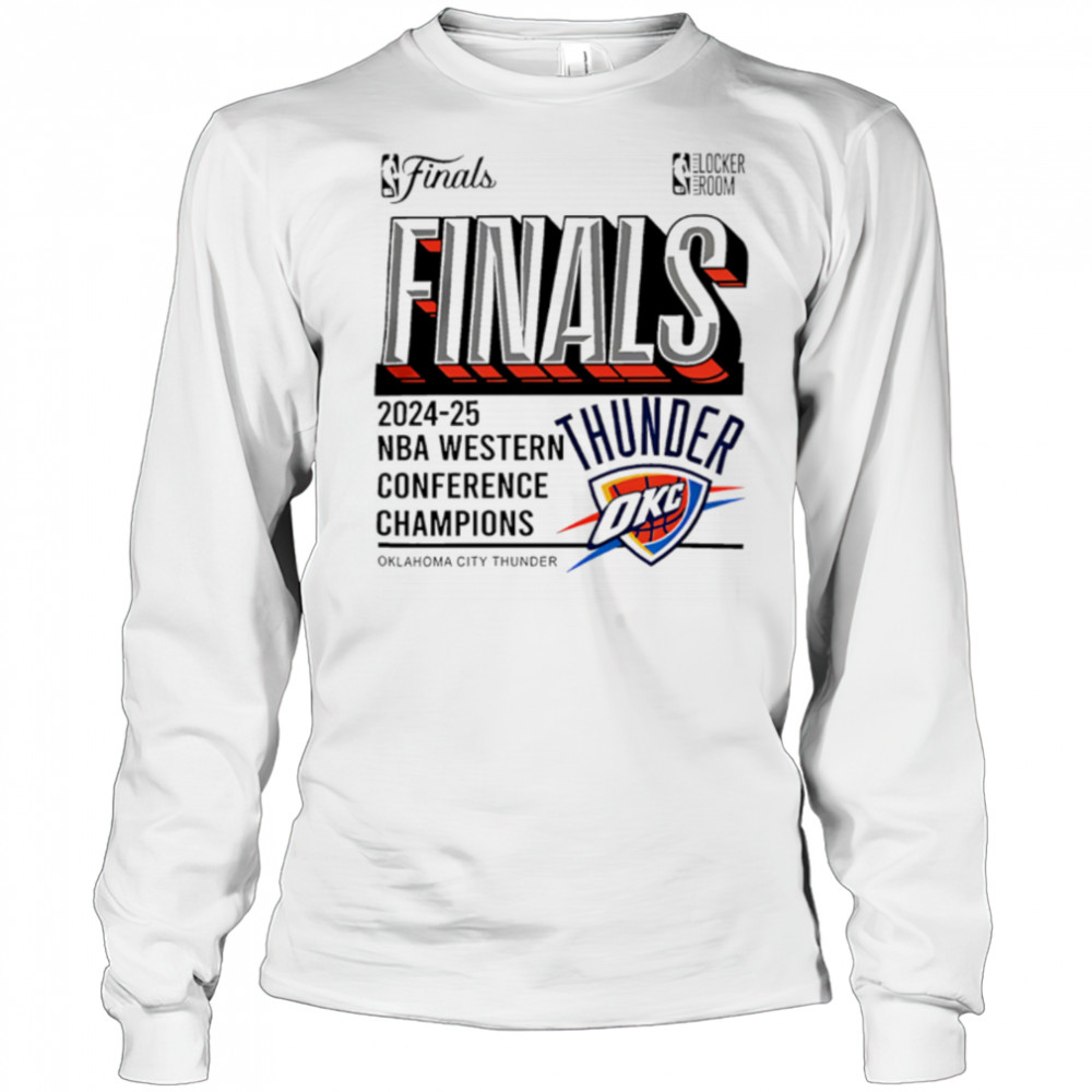 Oklahoma City Thunder Fanatics Steel 2025 Western Conference Champions Locker Room shirt Long Sleeved