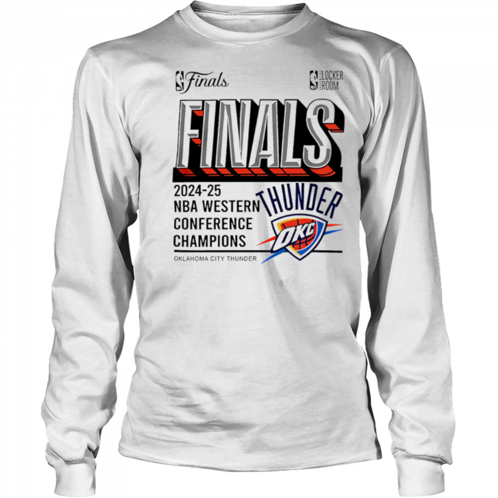 Oklahoma City Thunder Fanatics Steel 2025 Western Conference Champions Locker Room shirt Long Sleeved