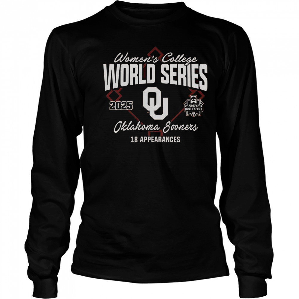 Oklahoma Sooners 18 Appearances Womens College World Series Bound 2025 T-Shirt Long Sleeved