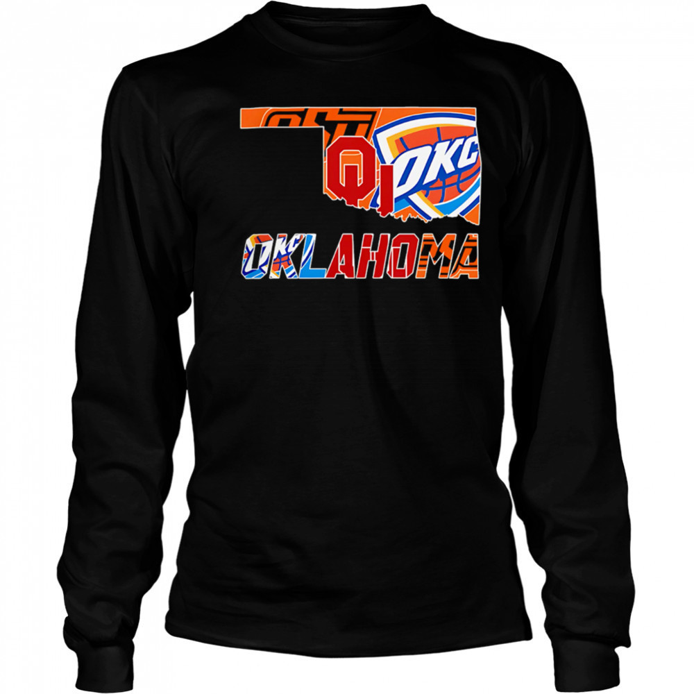 Oklahoma Sooners Oklahoma State Cowboys And Oklahoma City Thunder shirt Long Sleeved