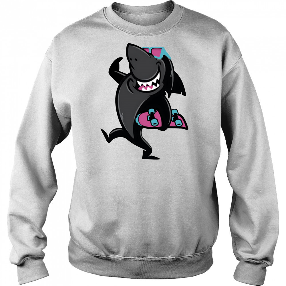 Skate Shark roller skating funny cartoon shirt Hoodie