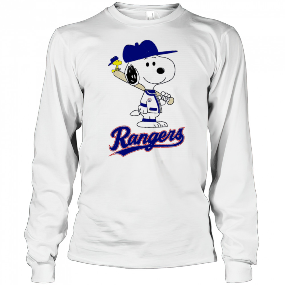 Texas Rangers Snoopy Baseball funny cartoon shirt Long Sleeved