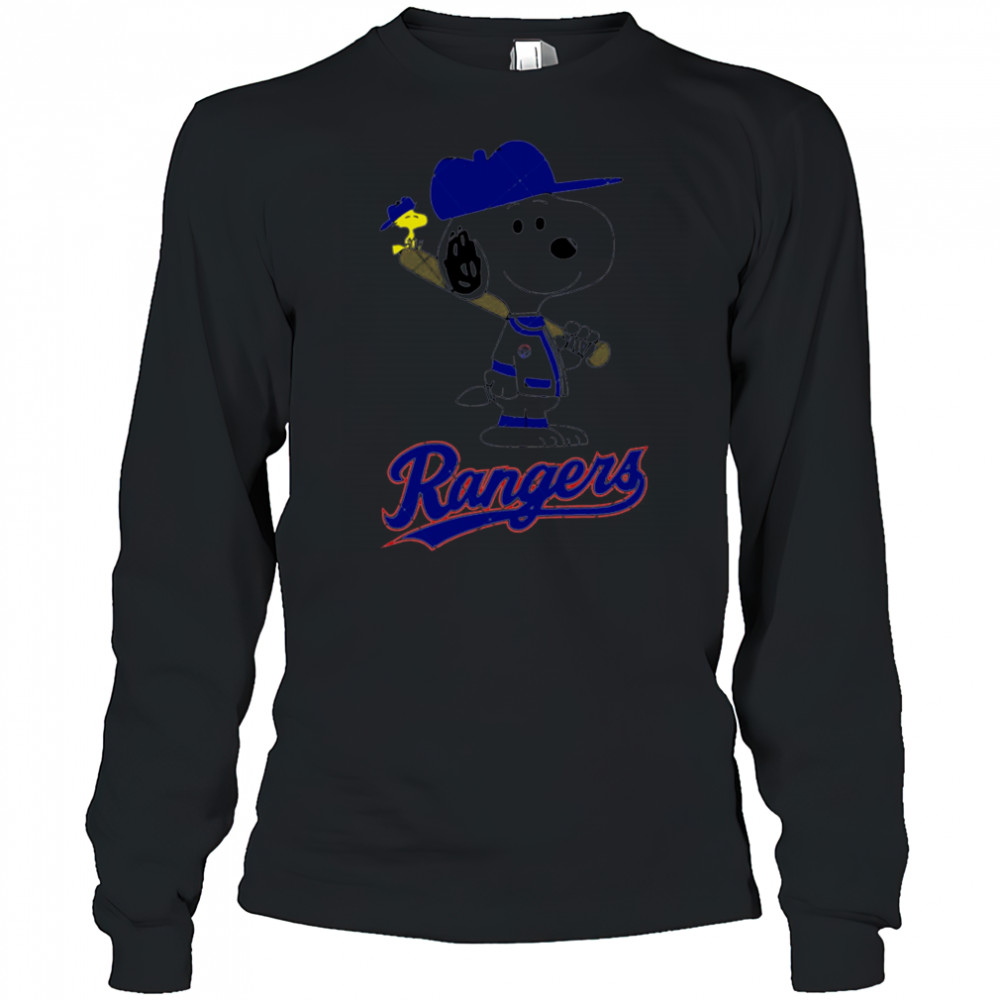 Texas Rangers Snoopy Baseball funny cartoon shirt Long Sleeved