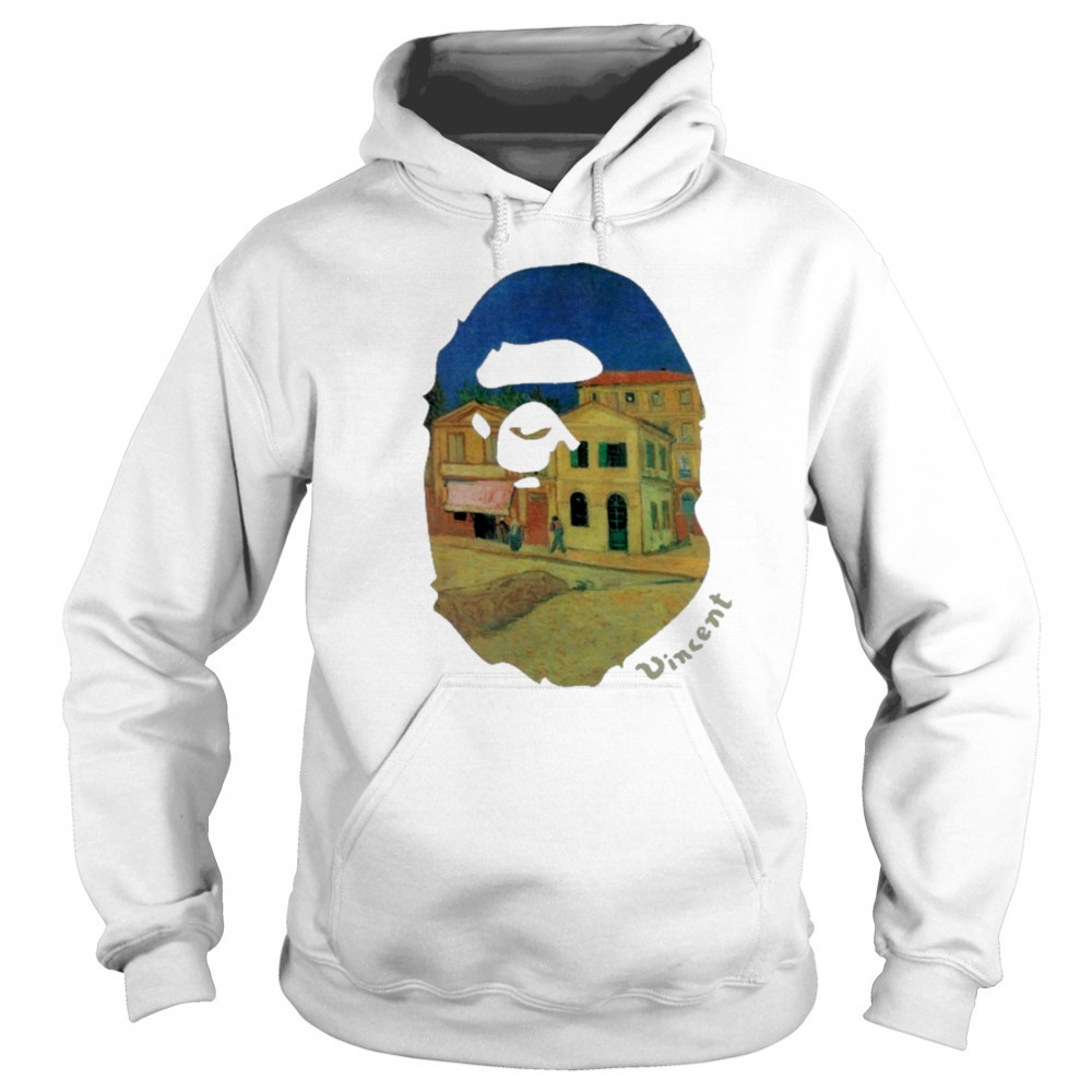 Bape x Van Gogh Museum Ape Head Canvas Art Yellow House Ape shirt Sweatshirt