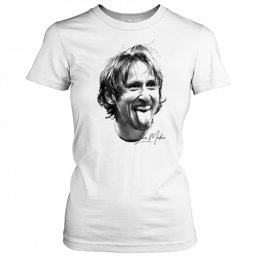 Big Head Luka Modric Real Madrid signature black white shirt Women's T-shirt