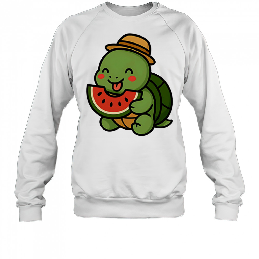 Cheerful turtle eating watermelon cute summer shirt Sweatshirt