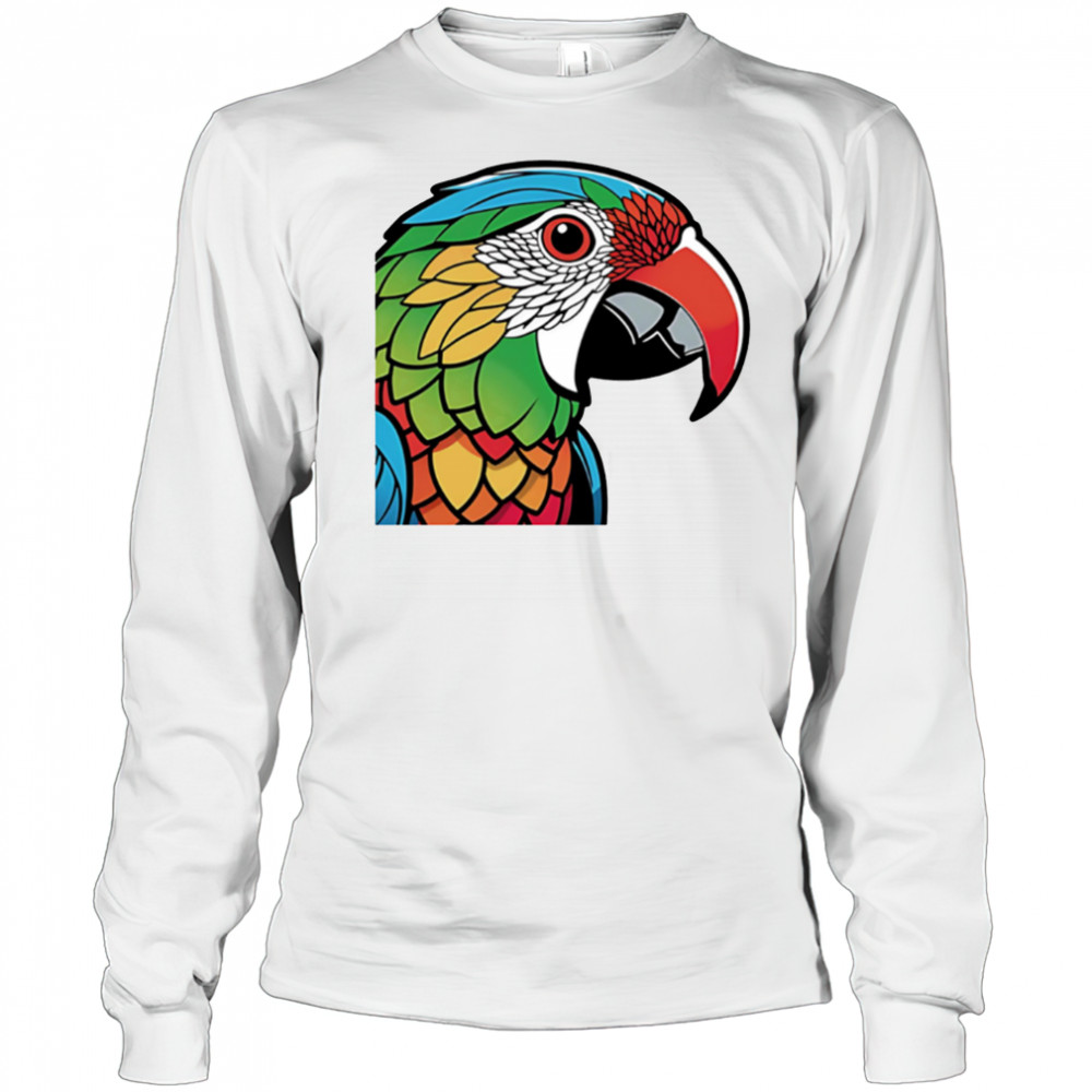 Colorful Lovebird Parrot Doodle Sticker shirt Long Sleeved