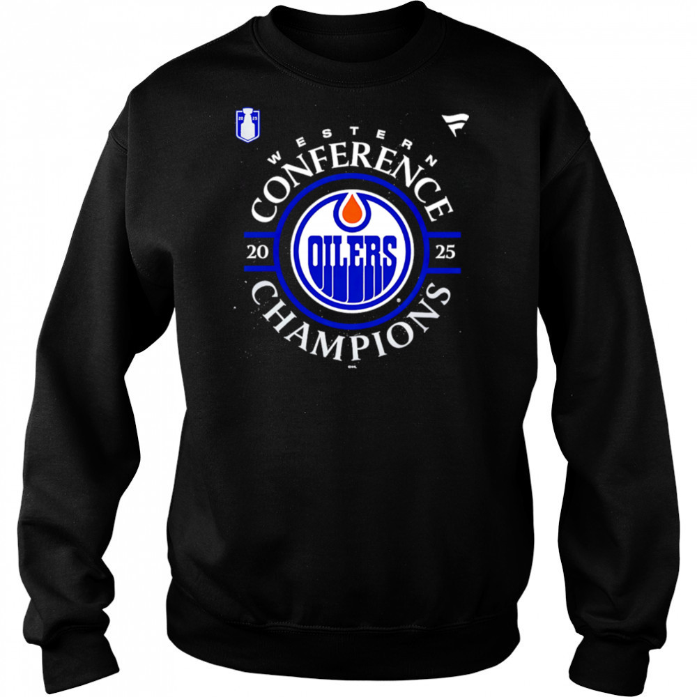 Edmonton Oilers Toddler Heather Gray 2025 Western Conference Champions Locker Room shirt Hoodie
