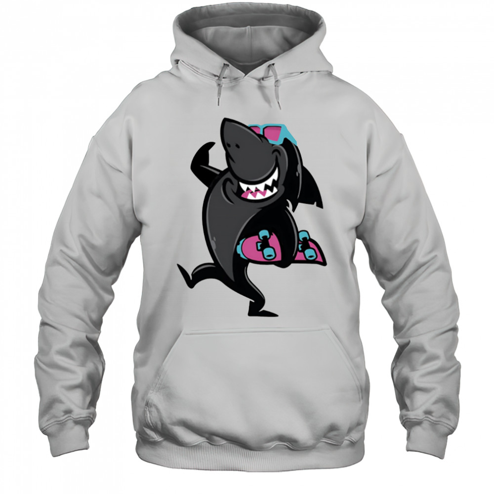Skate Shark roller skating funny cartoon shirt Hoodie