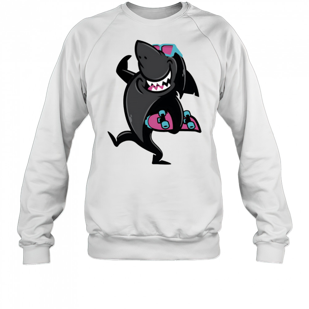 Skate Shark roller skating funny cartoon shirt Sweatshirt