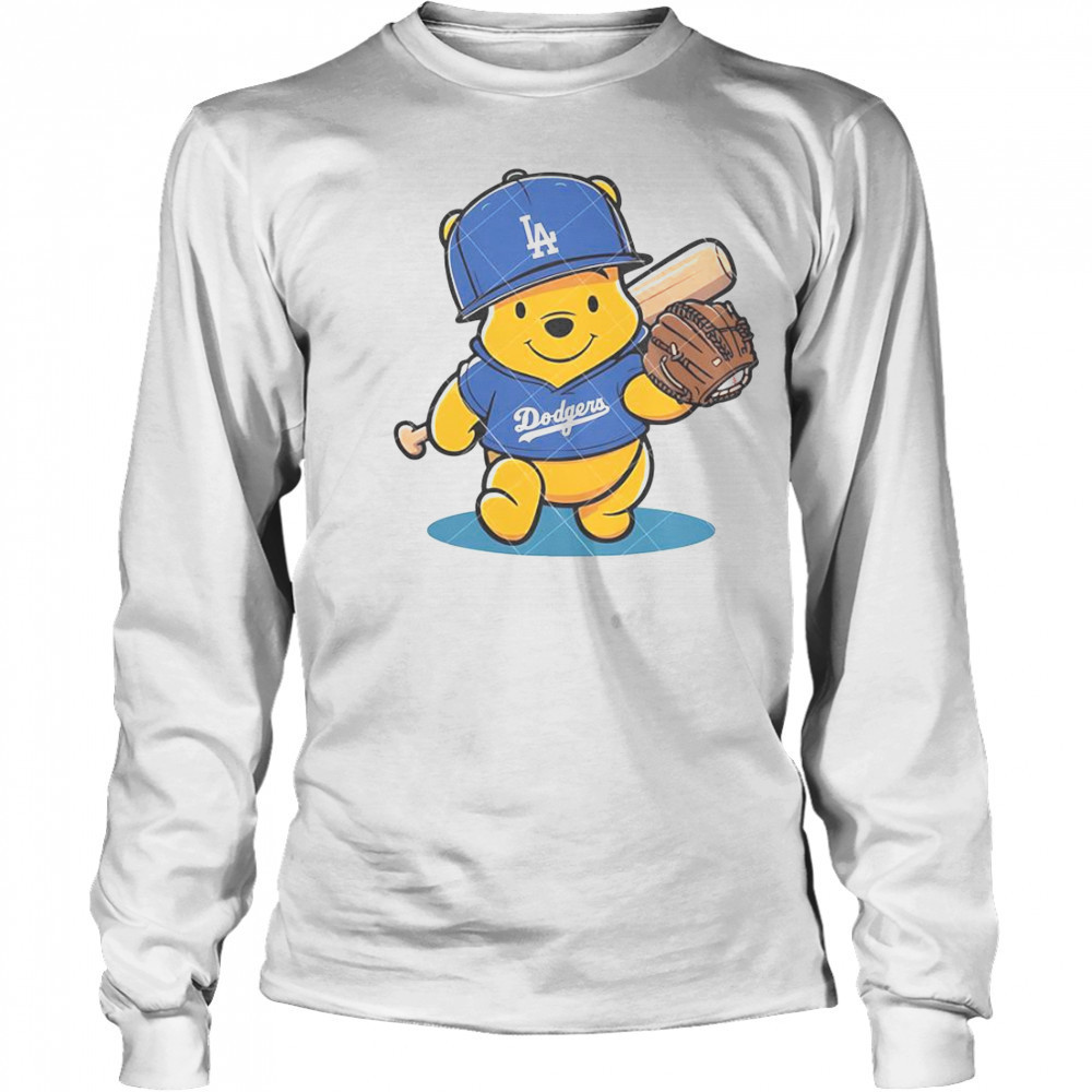 Winnie The Pooh LA Dodgers Pooh Dodgers Baseball T-Shirt Long Sleeved
