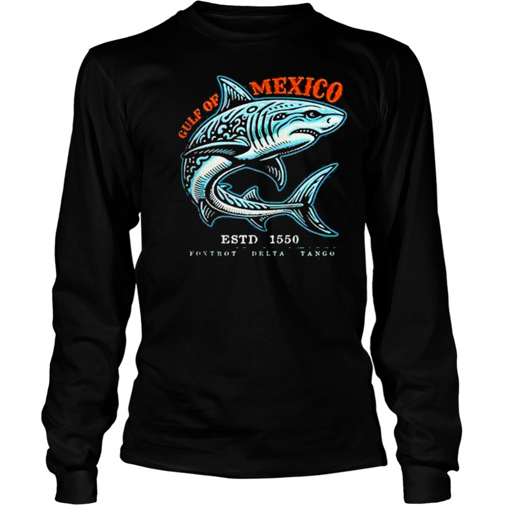 Gulf Of Mexico Foxtrot Delta Tango Tribal Shark Shirt Long Sleeved