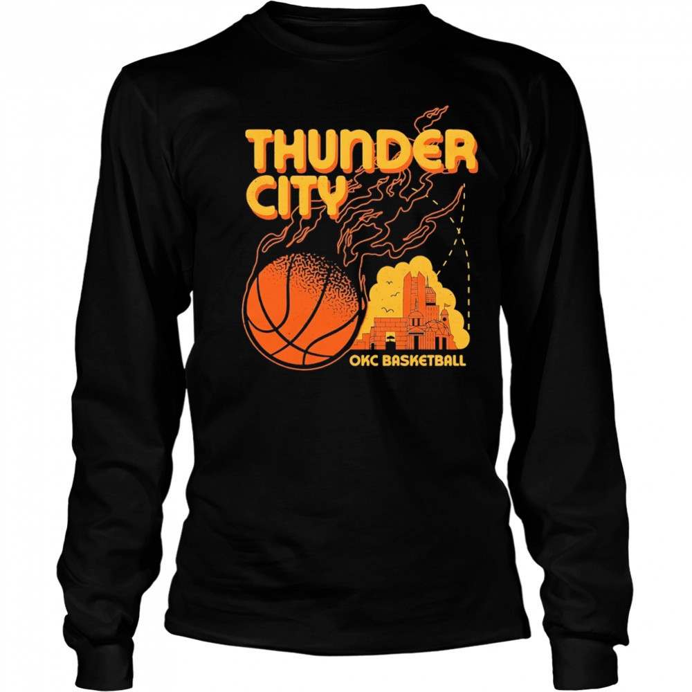 Oklahoma City Thunder NBA Basketball Thunders City fire shirt Long Sleeved