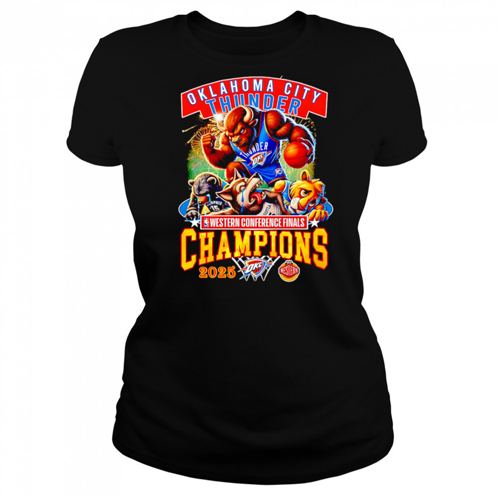 Oklahoma City Thunder Western Conference Finals Champions 2025 mascot shirt Women's T-shirt