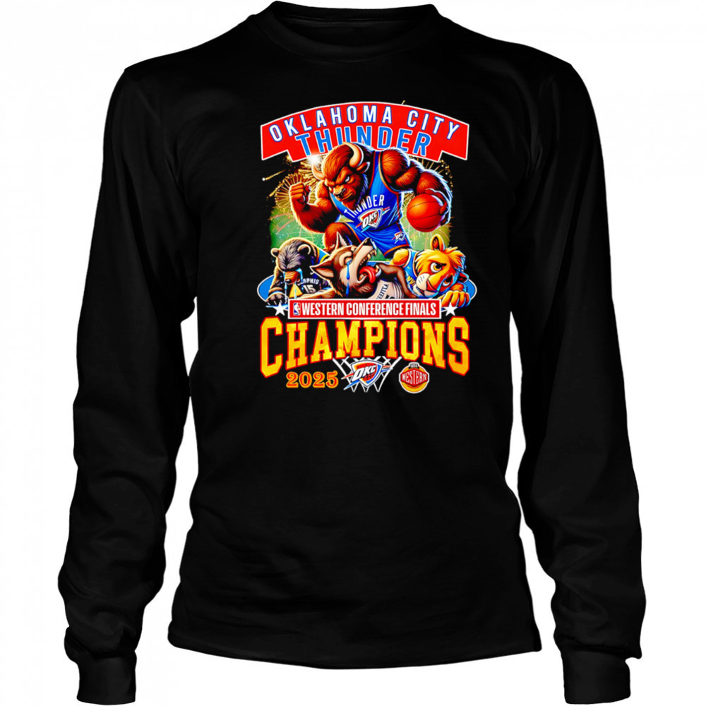 Oklahoma City Thunder Western Conference Finals Champions 2025 mascot shirt Long Sleeved