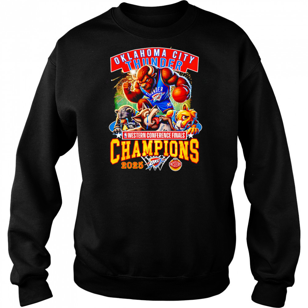 Oklahoma City Thunder Western Conference Finals Champions 2025 mascot shirt Hoodie