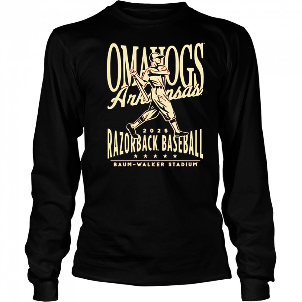 Omahogs Razorbacks Vintage Swing Baseball shirt Long Sleeved