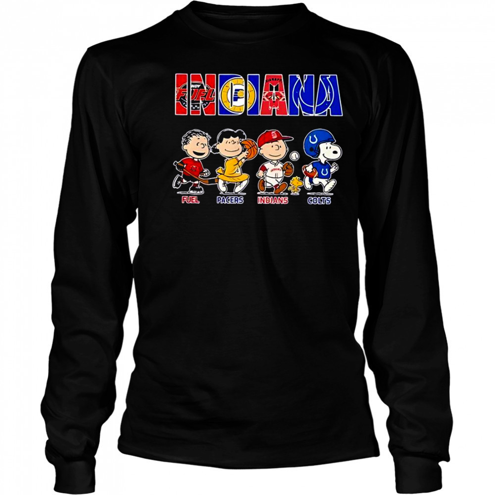 Peanuts Characters Indiana Sports Fuel Pacers Indians Colts T-Shirt Long Sleeved