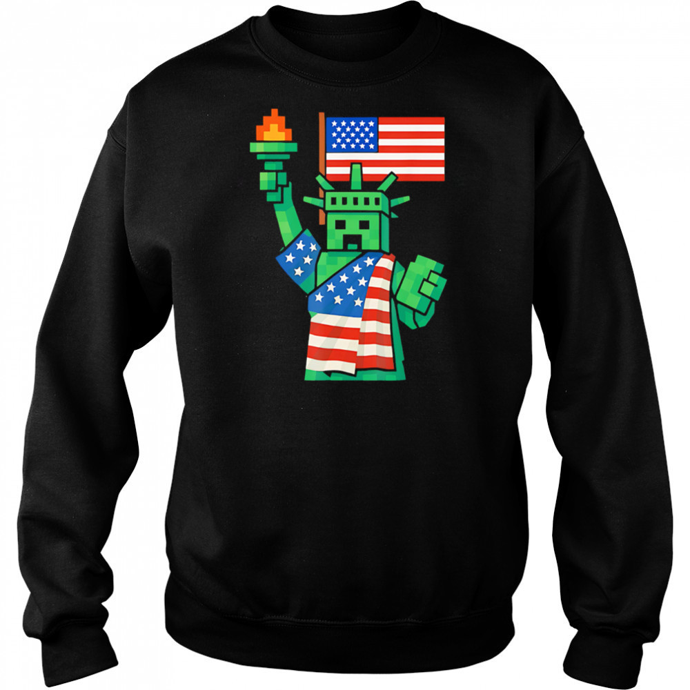 Pixel Statue of Liberty Patriotic Gaming shirt Hoodie