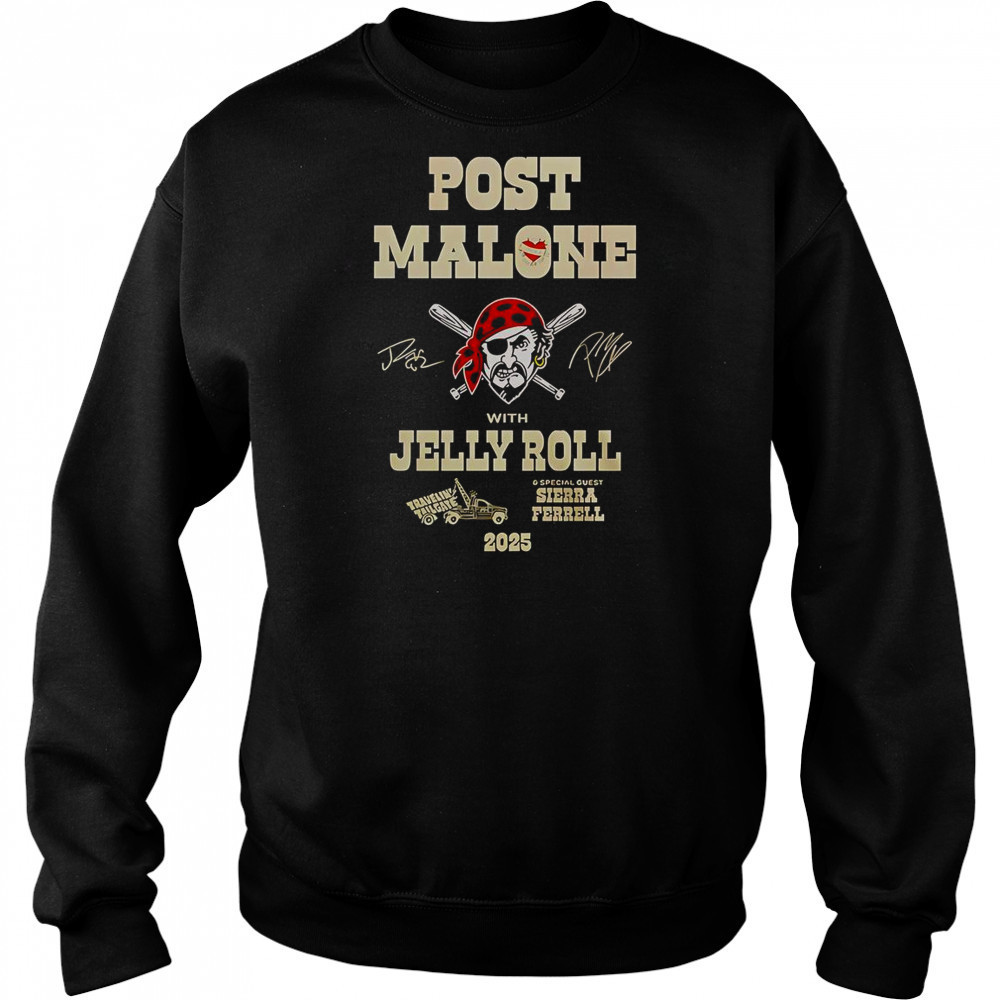 Post Malone Jelly Roll Big Ass Stadium Tour X Pittsburgh Pirates T-Shirt Hoodie