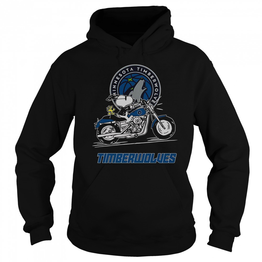 Snoopy And Woodstock Driving Motorbike Minnesota Timberwolves T-Shirt Sweatshirt
