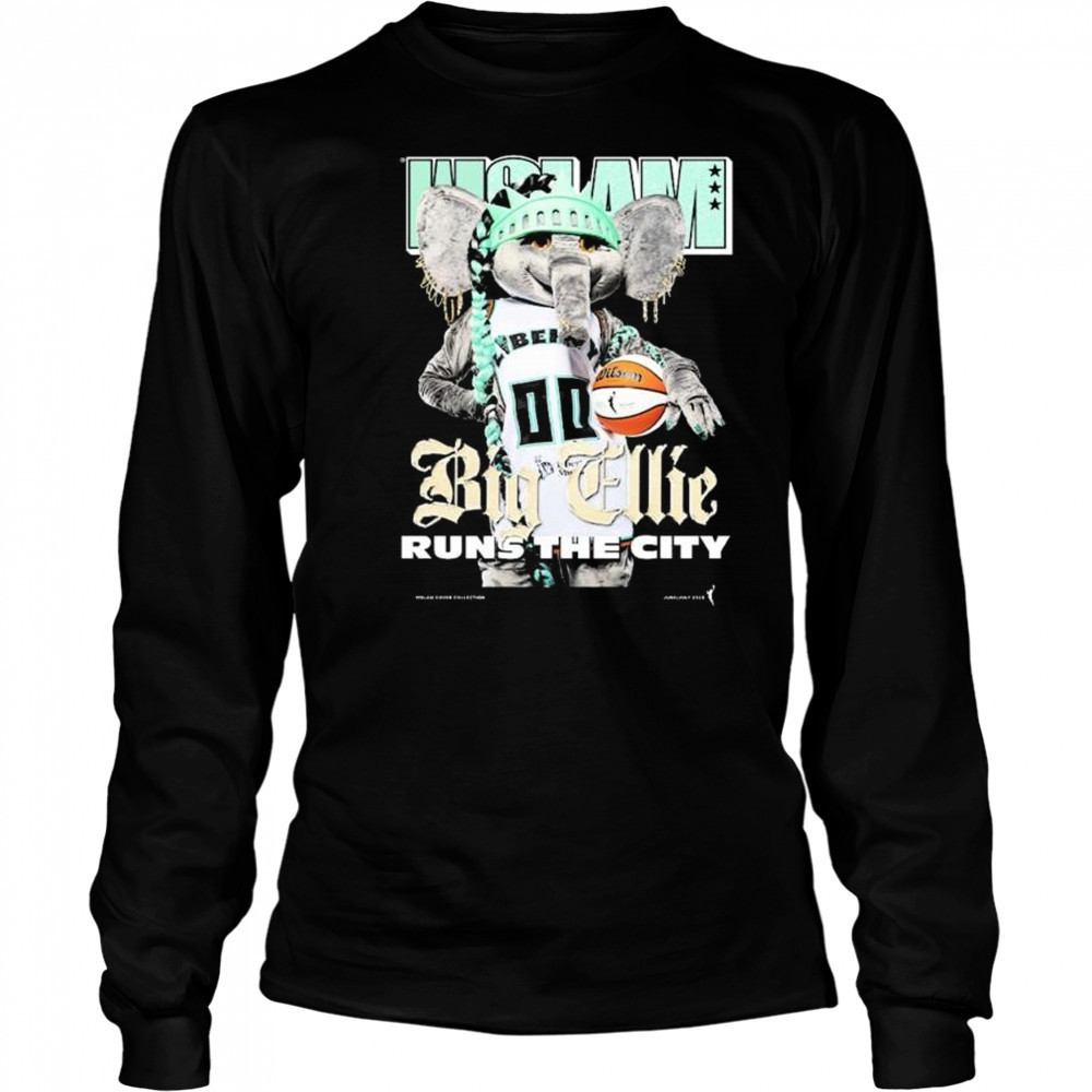 WSLAM Big Ellie Wslam Runs The City New York Liberty Mascot 2025 t-shirt Long Sleeved