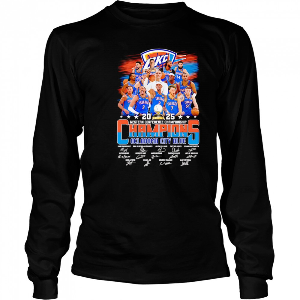2025 Western Conference Championship Champions Oklahoma City Blue signature shirt Long Sleeved