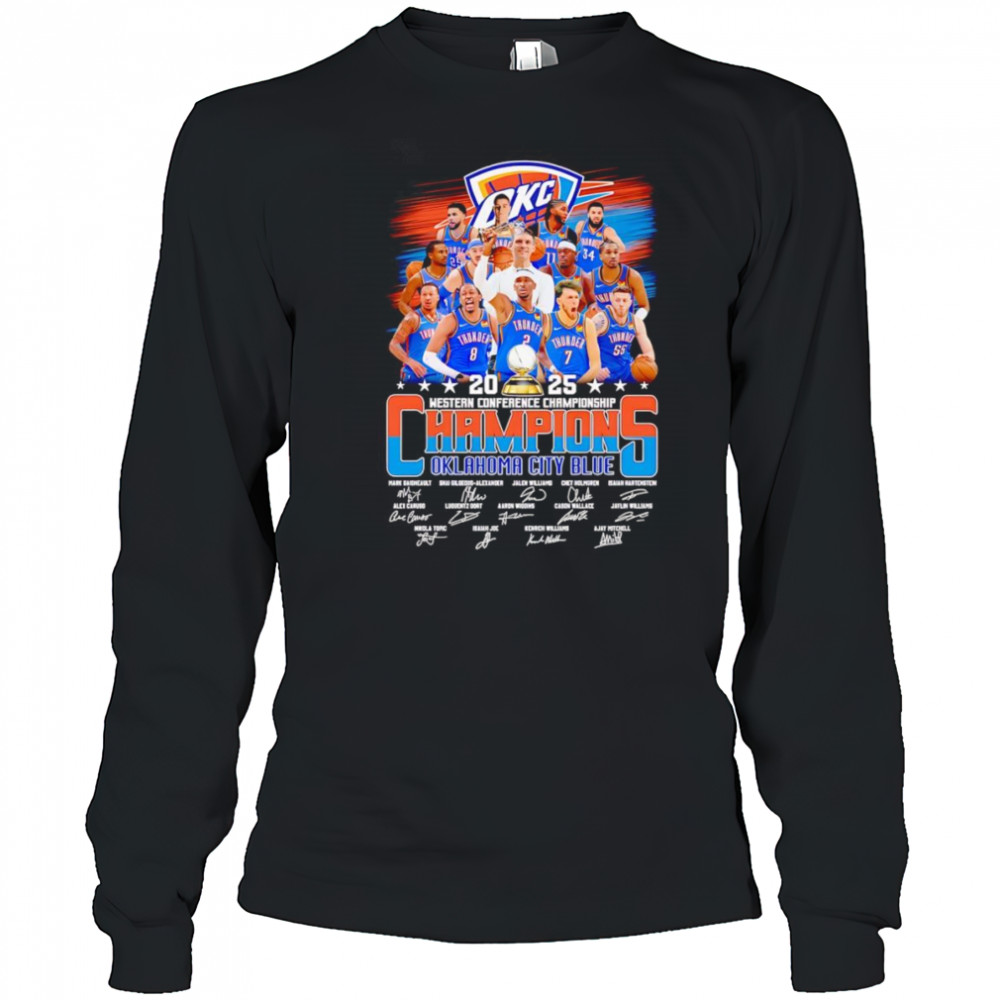 2025 Western Conference Championship Champions Oklahoma City Blue signature shirt Long Sleeved