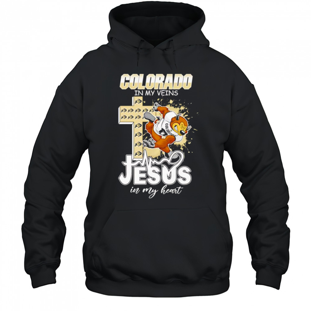 Colorado in my veins Jesus in my heart mascot shirt Hoodie