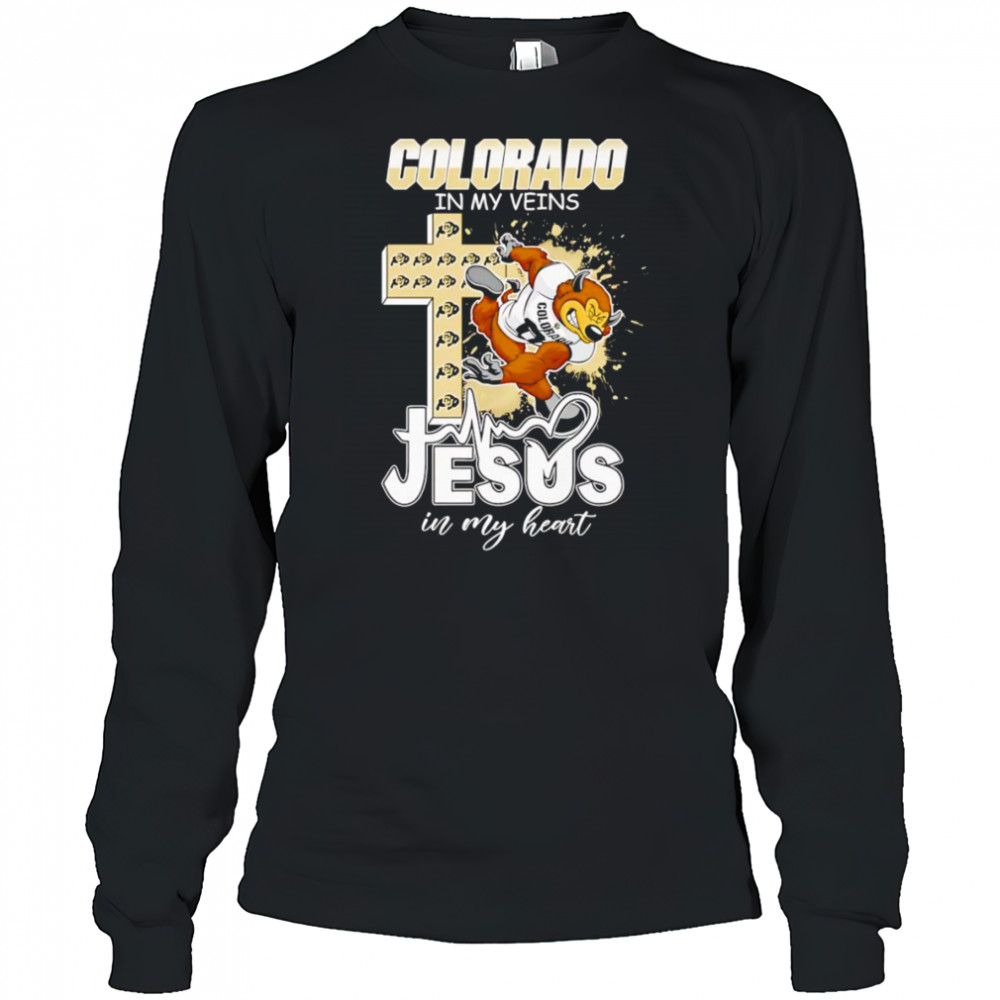 Colorado in my veins Jesus in my heart mascot shirt Long Sleeved