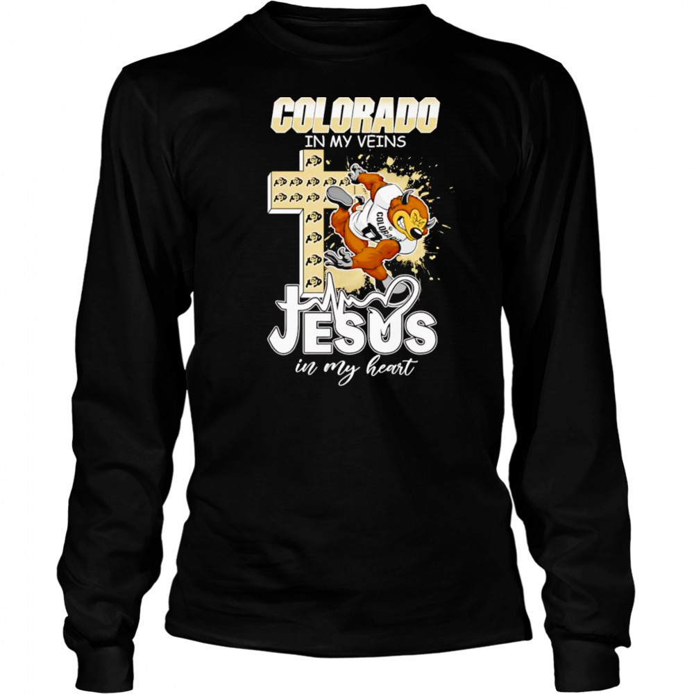 Colorado in my veins Jesus in my heart mascot shirt Long Sleeved