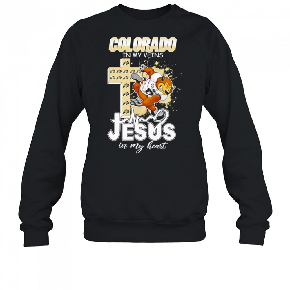Colorado in my veins Jesus in my heart mascot shirt Sweatshirt
