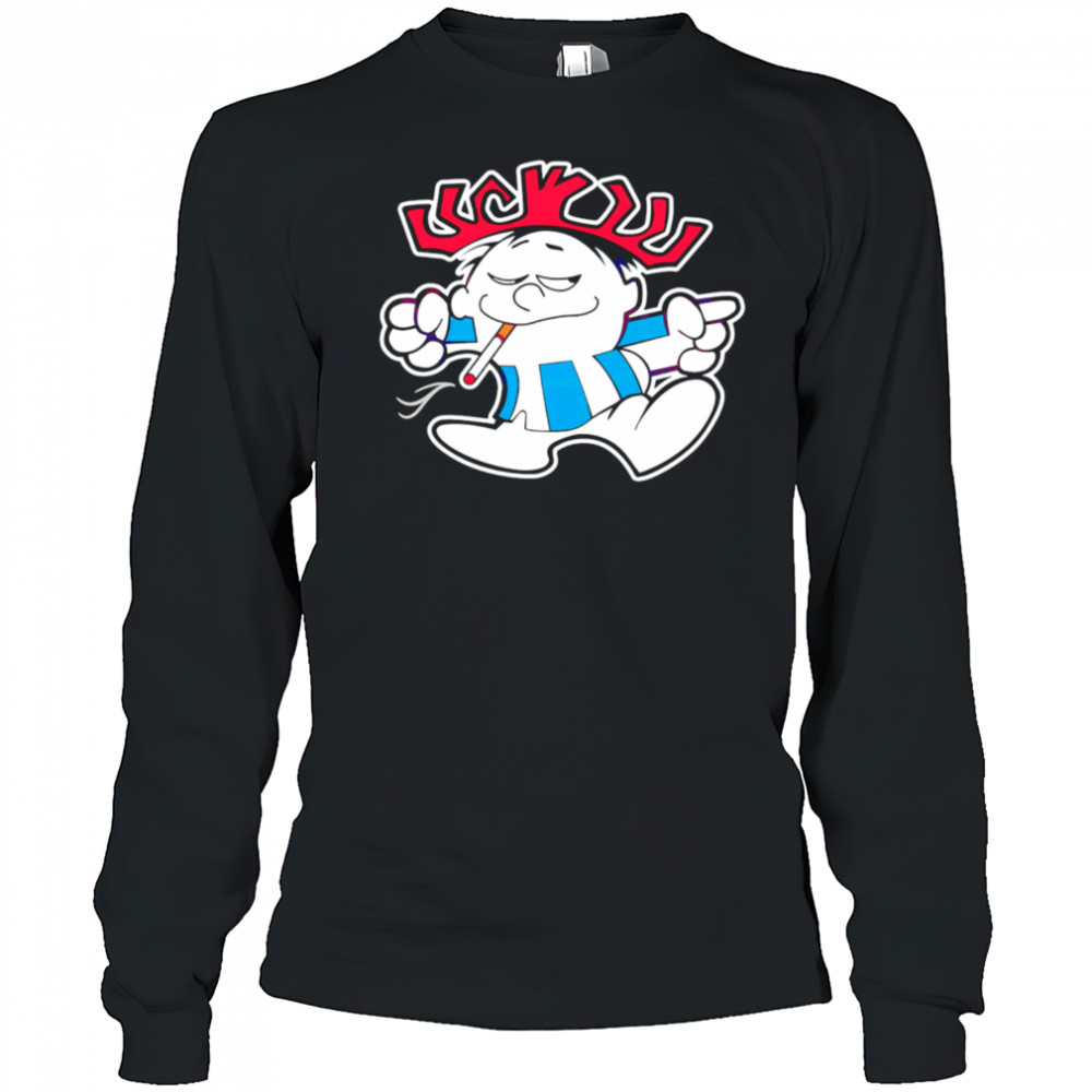 Cool Punch Mascot Smoking Meme Retro Cartoon shirt Long Sleeved