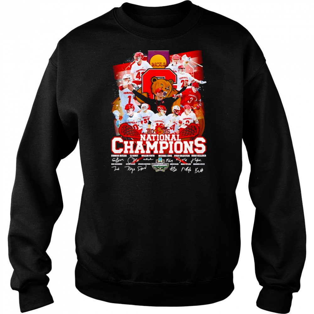 Cornell lacrosse 2025 National Champions signature shirt Hoodie
