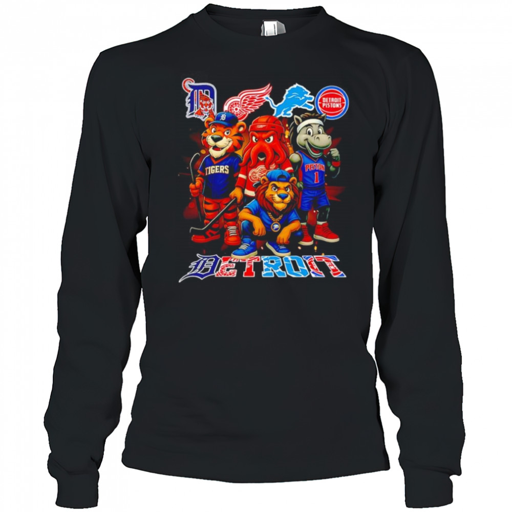 Detroit sports mascot pose shirt Long Sleeved