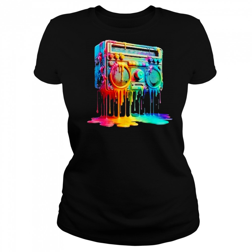 Dripping Paint Boombox Old School 80S Music Hip Hop Shirt Women's T-shirt