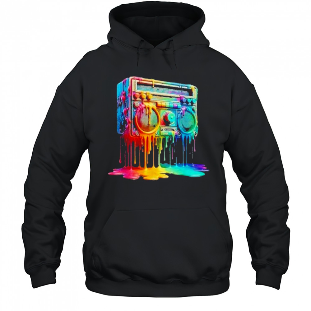 Dripping Paint Boombox Old School 80S Music Hip Hop Shirt Hoodie