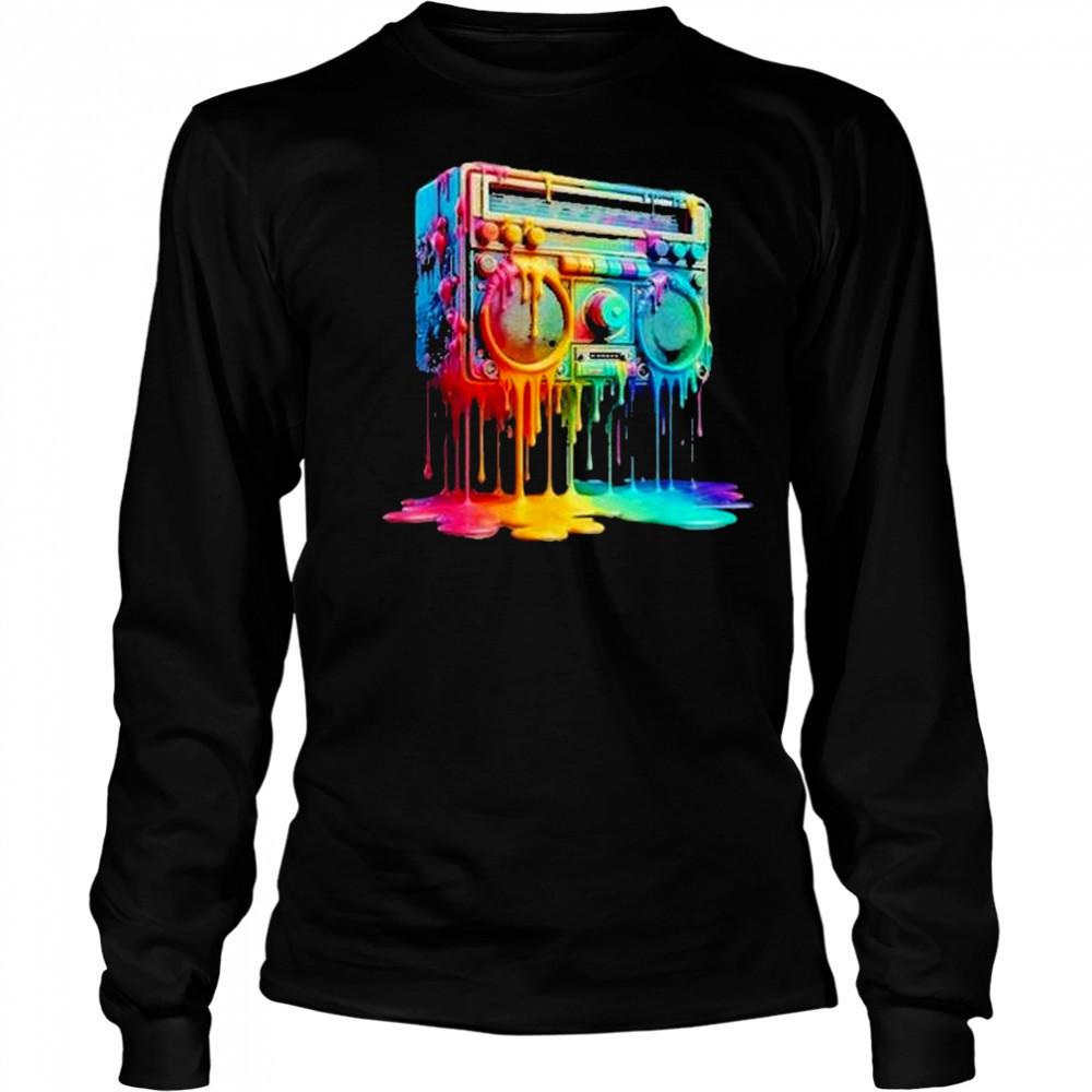 Dripping Paint Boombox Old School 80S Music Hip Hop Shirt Long Sleeved