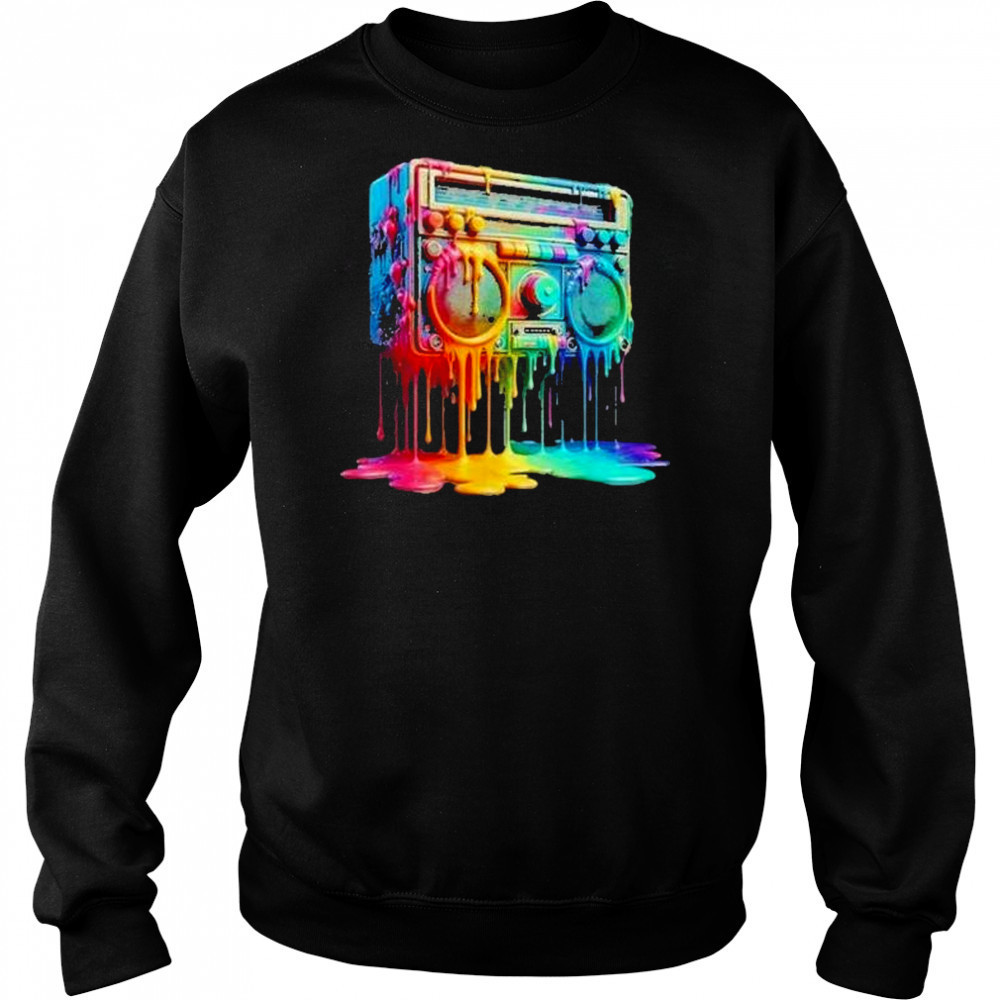 Dripping Paint Boombox Old School 80S Music Hip Hop Shirt Hoodie