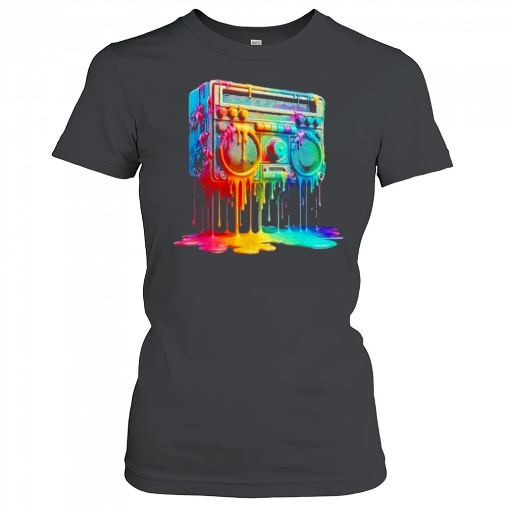 Dripping Paint Boombox Old School 80S Music Hip Hop Shirt Women's T-shirt