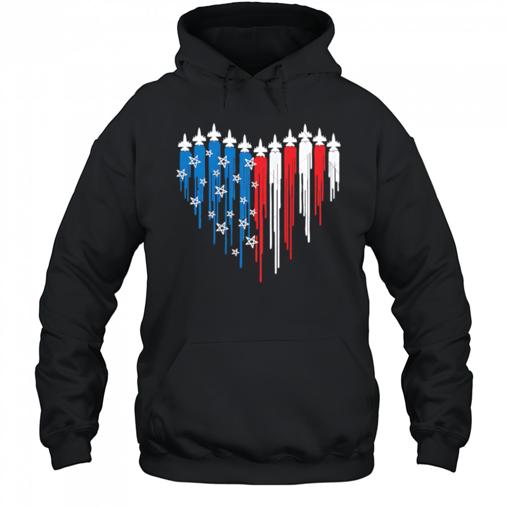 Fighter Jet Airplane American Flag Heart Svg USA Flag shirt Hoodie