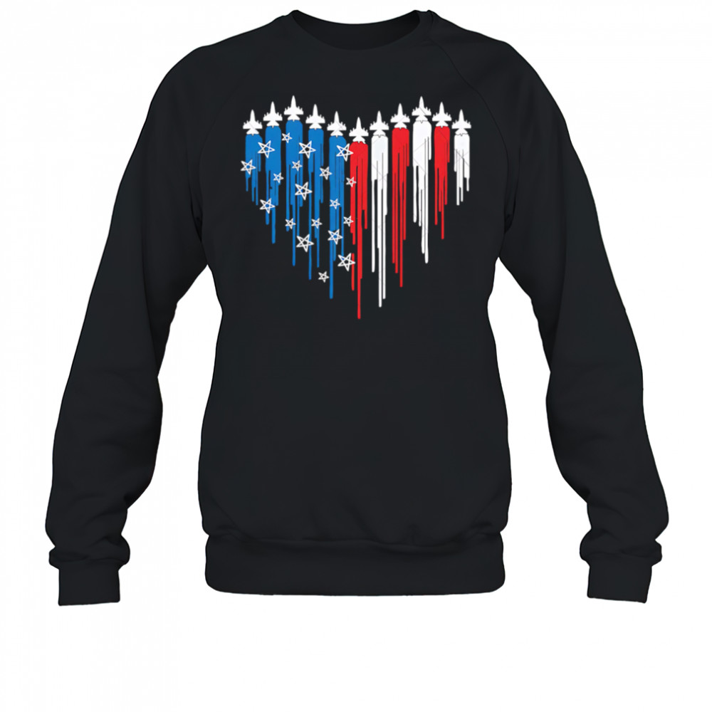 Fighter Jet Airplane American Flag Heart Svg USA Flag shirt Sweatshirt