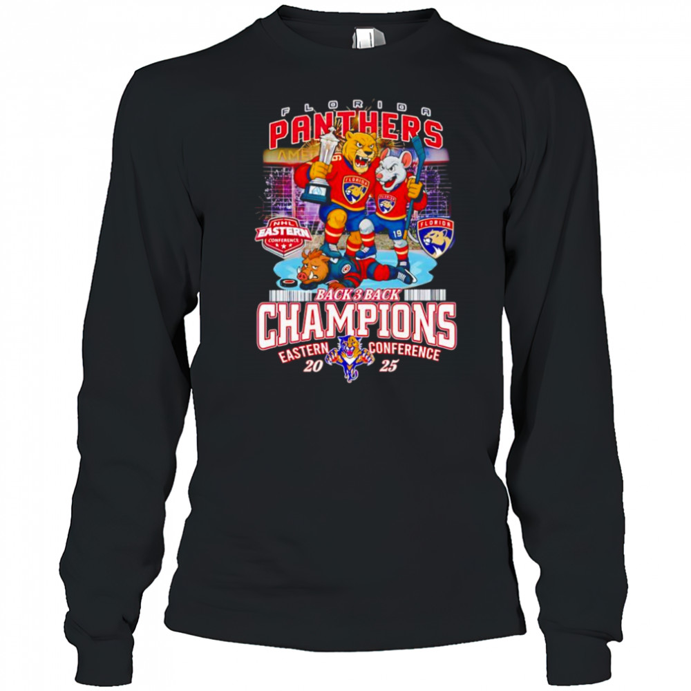 Florida Panthers back 3 back Champions Eastern Conference 2025 mascot shirt Long Sleeved