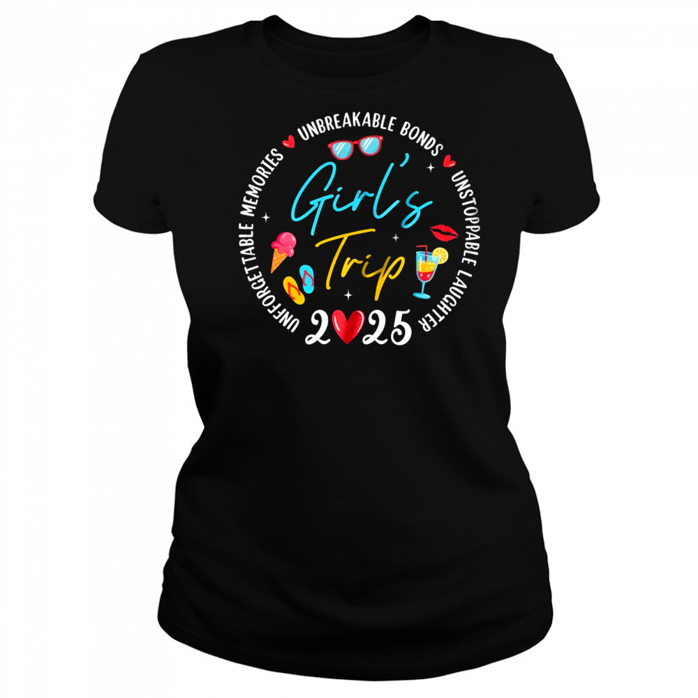 Girl's Trip 2025 Memories Girls Friends Trip Vacation Retro shirt Women's T-shirt
