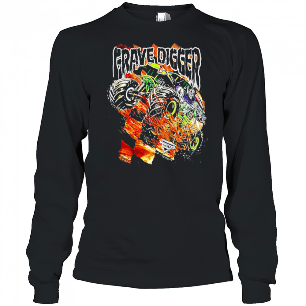 Grave Digger car retro shirt Long Sleeved
