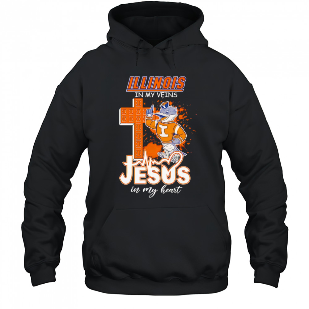 Illinois in my veins Jesus in my heart mascot shirt Hoodie