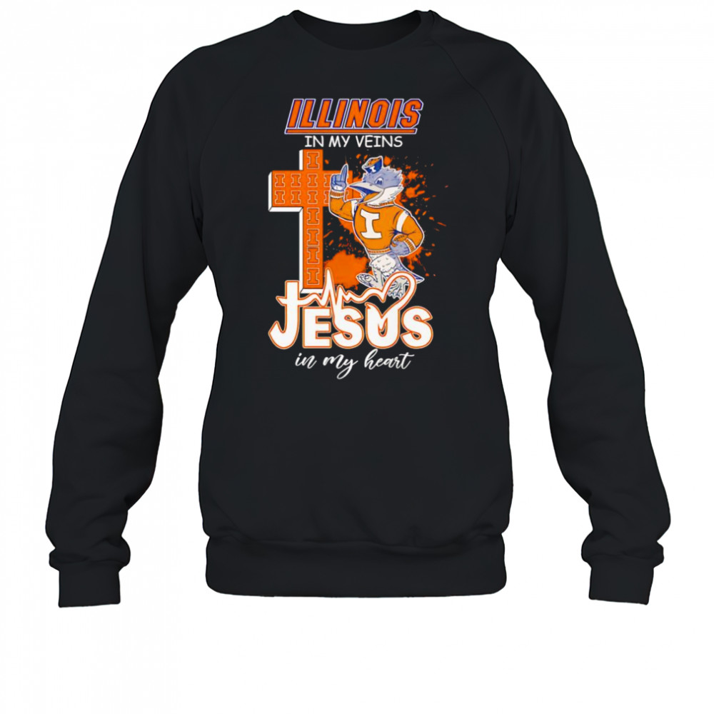 Illinois in my veins Jesus in my heart mascot shirt Sweatshirt